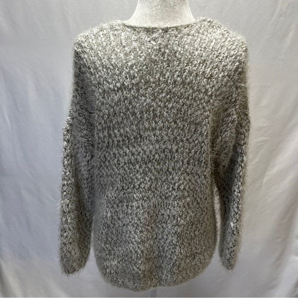 ALTAR'D STATE Eyelash Sweater Womens V-neck Gray/White Size Small/Medium - Picture 2 of 8
